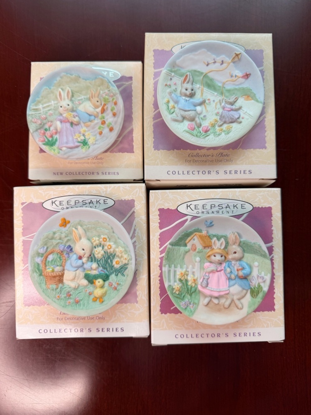 Hallmark Keepsake Bunny Wall Plates - Pastel Pink Blue Green Cream